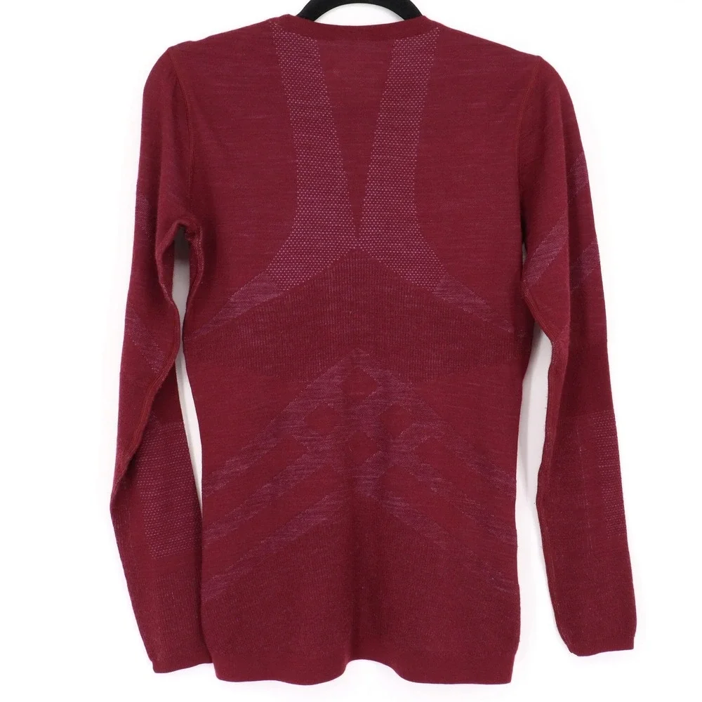 Smartwool Intraknit Merino 200 Base Layer Crew Top Size M Burgundy Long Sleeve - Picture 3 of 5